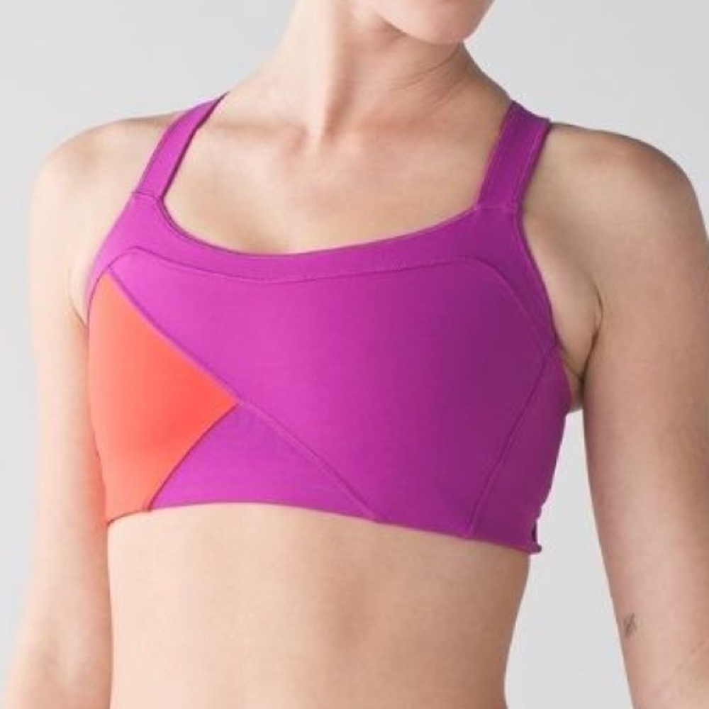 LULULEMON Color Block Purple/Orange Sports Bra Size 8 Fitness Active Gym